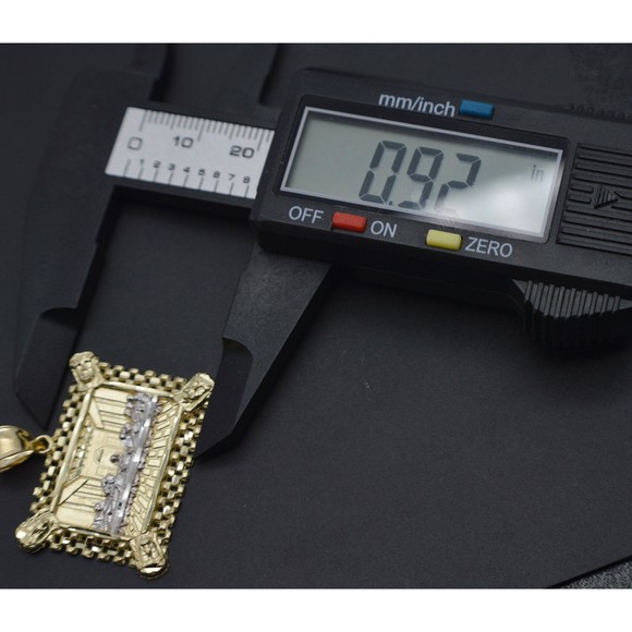 Real 10K Solid Yellow Gold Shiny Rectangle Railroad Last Supper Jesus 3.8 grams - Picture 4 of 6